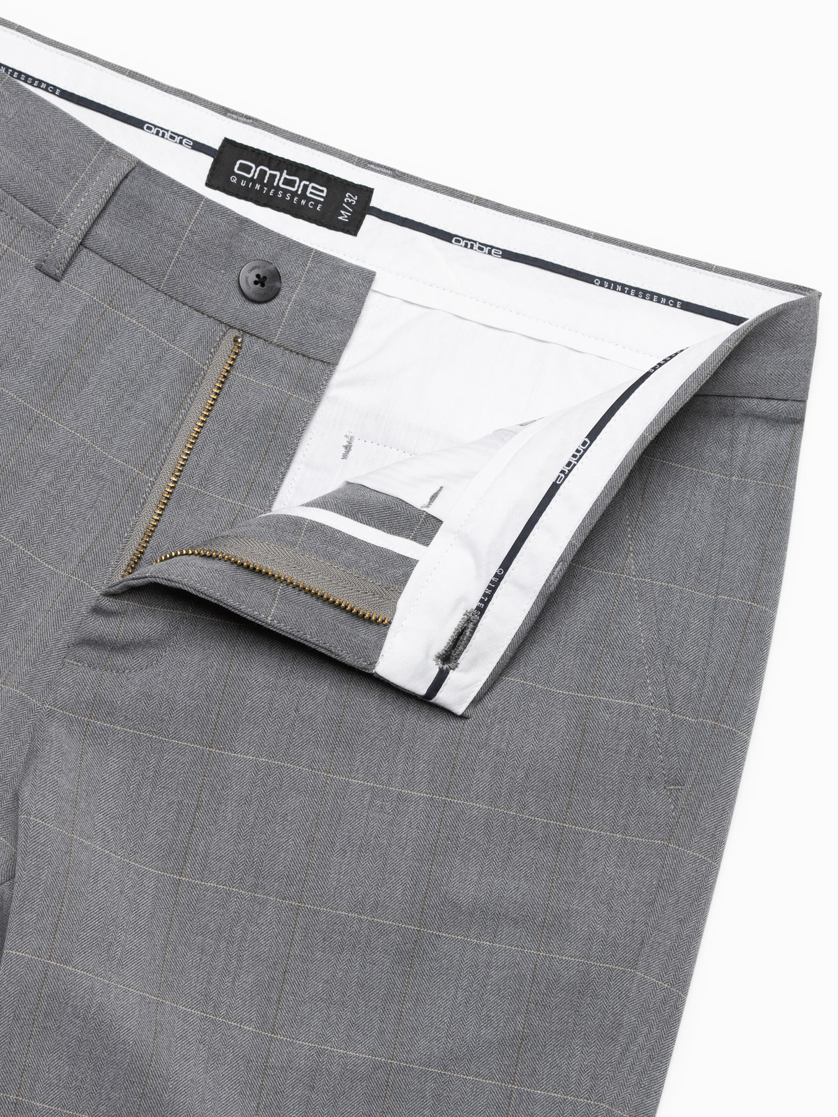 Ombre Men&#039;s classic cut pants in a delicate check - grey