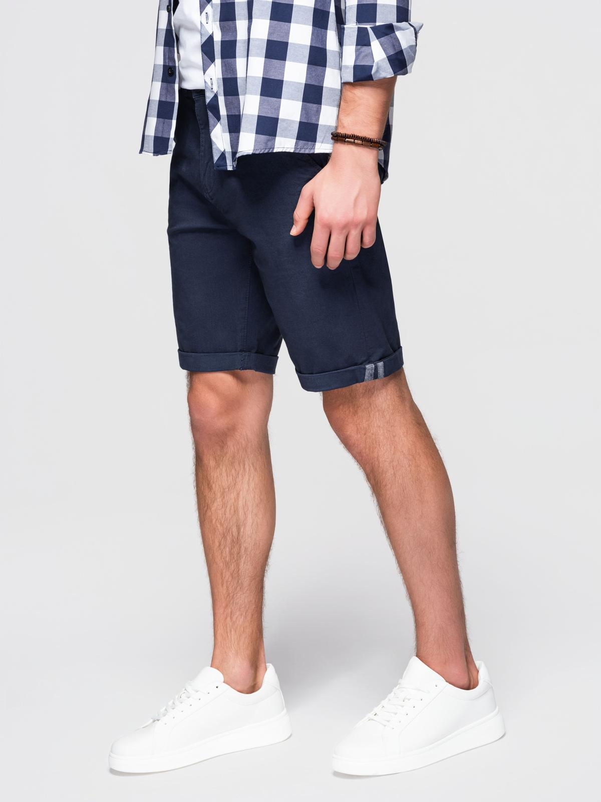 Ombre Men's classic chino shorts with rolled up leg - navy blue
