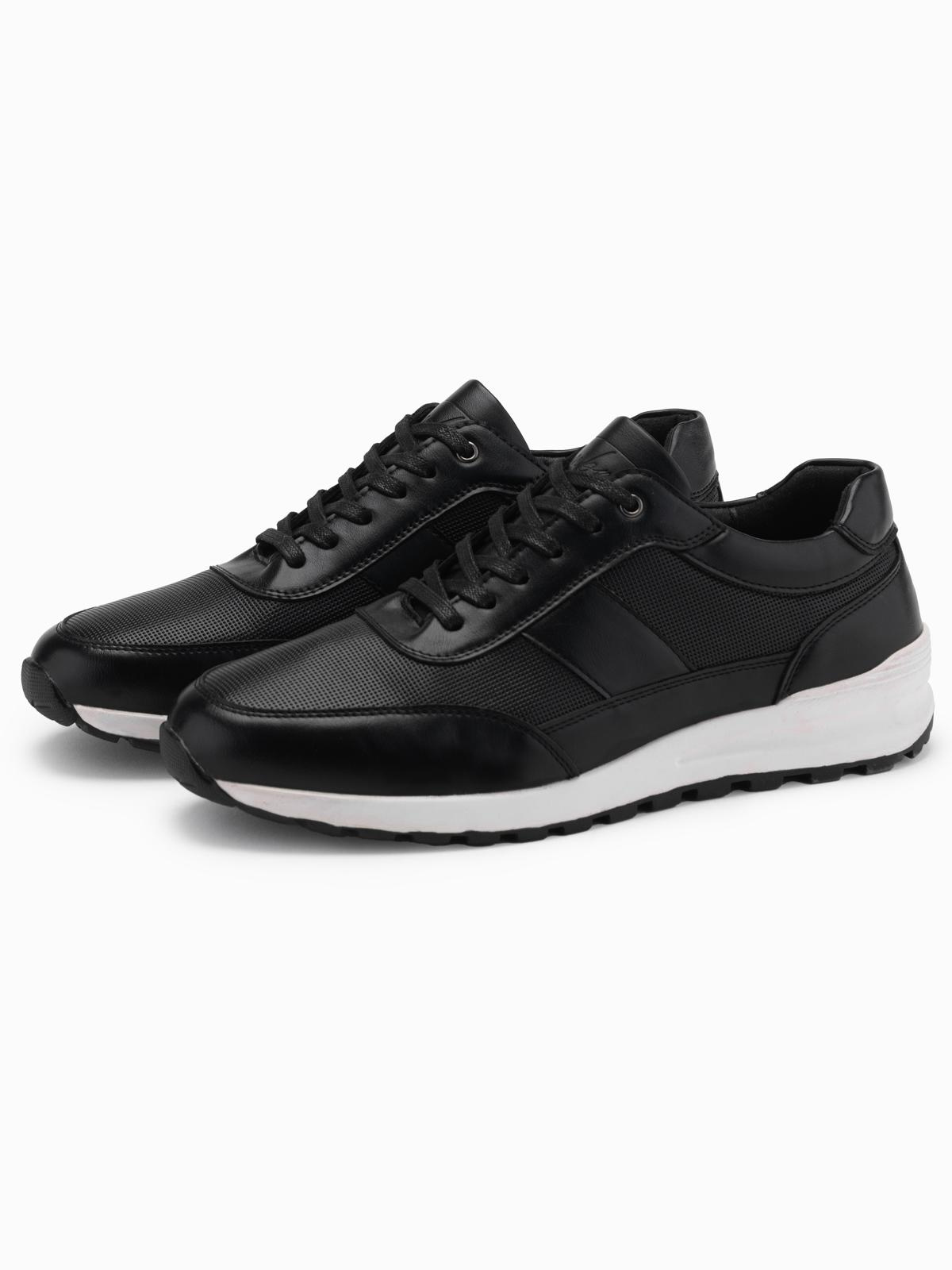 Ombre Men&#039;s eco leather sports sneakers shoes - black