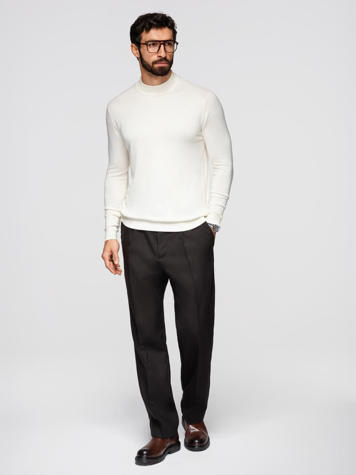 Ombre Men's knitted half turtleneck with viscose - cream