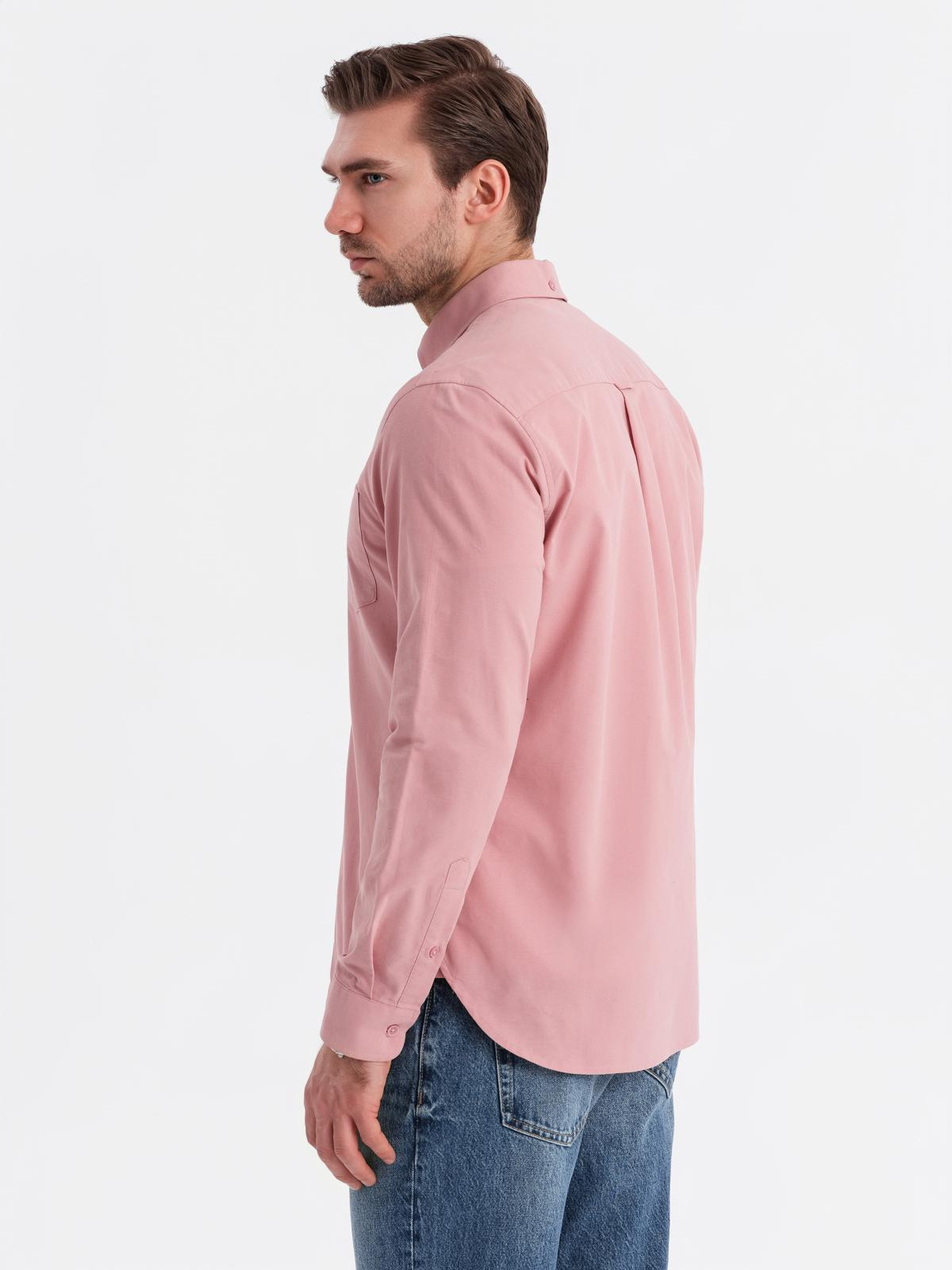 Ombre Men's REGULAR FIT cotton shirt with pocket - pink