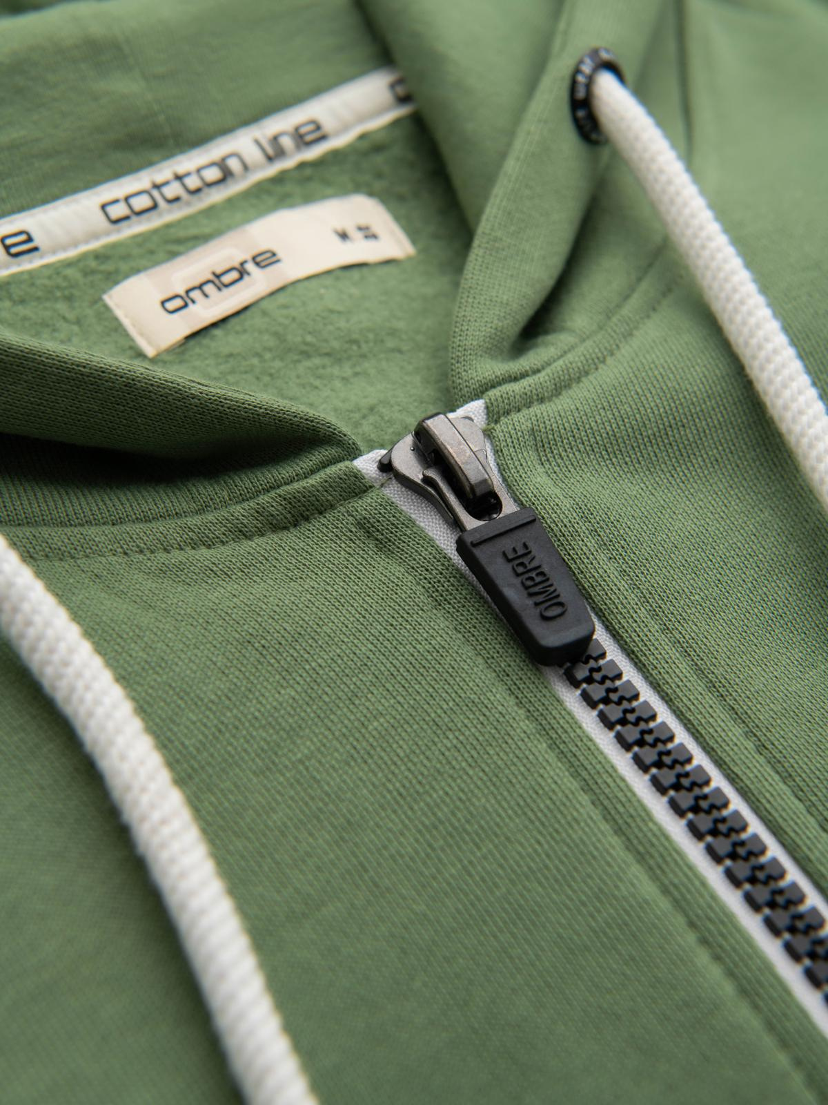 Ombre BASIC men&#039;s unbuttoned hooded sweatshirt - green