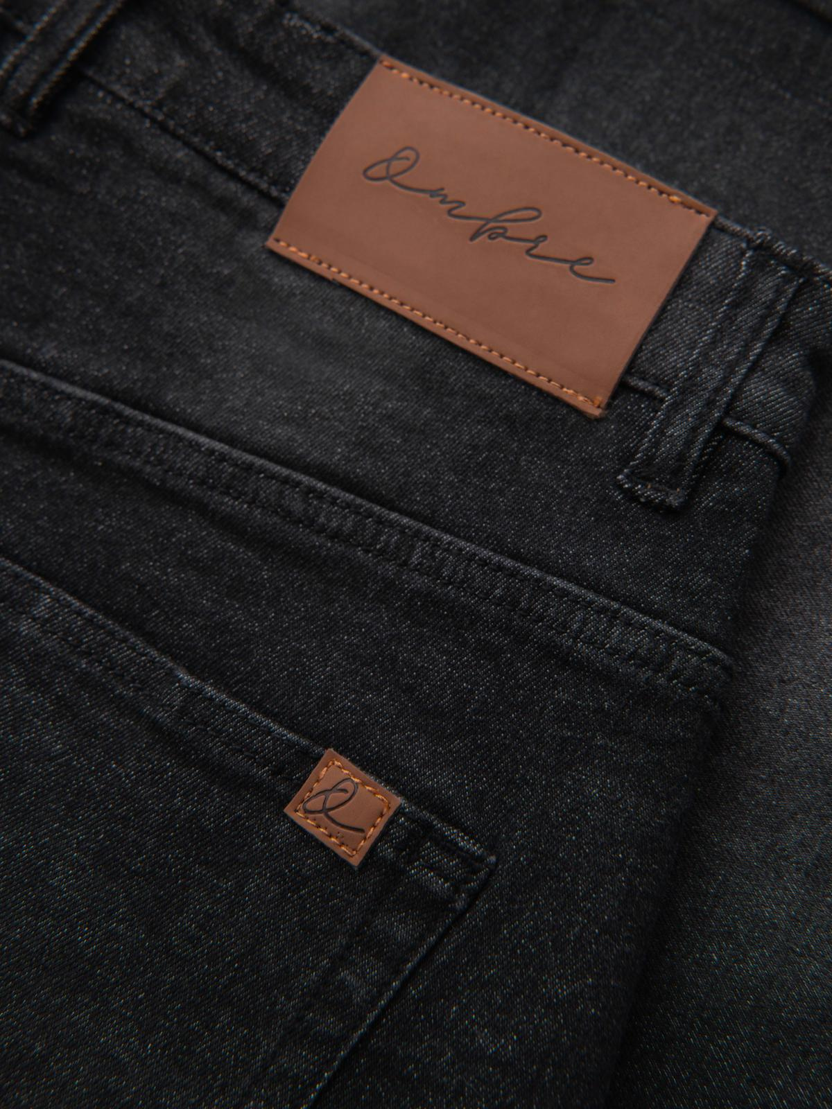 Ombre Men's denim shorts with rolled up leg - black