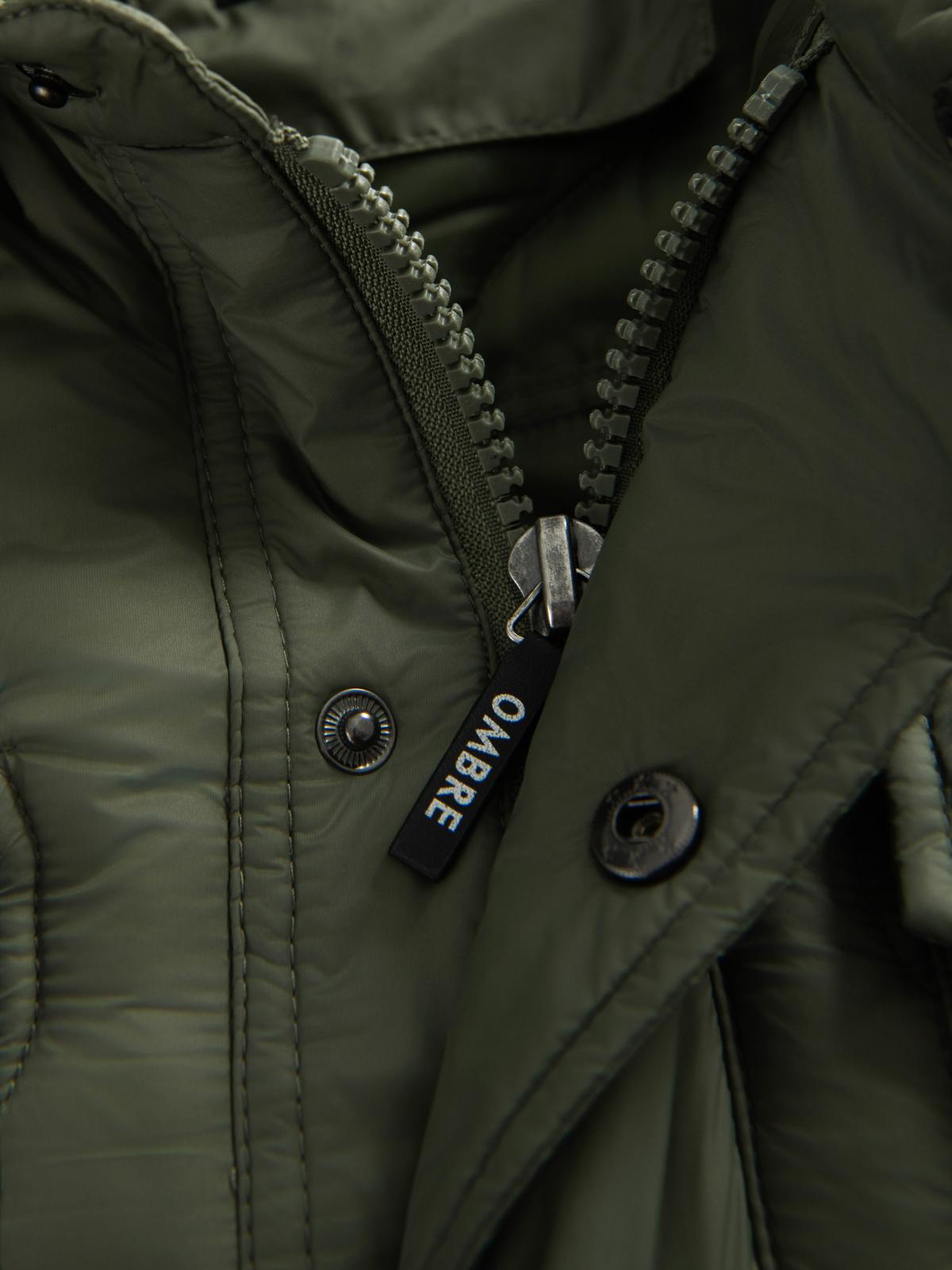 Ombre Men&#039;s quilted jacket in shirt cut - olive