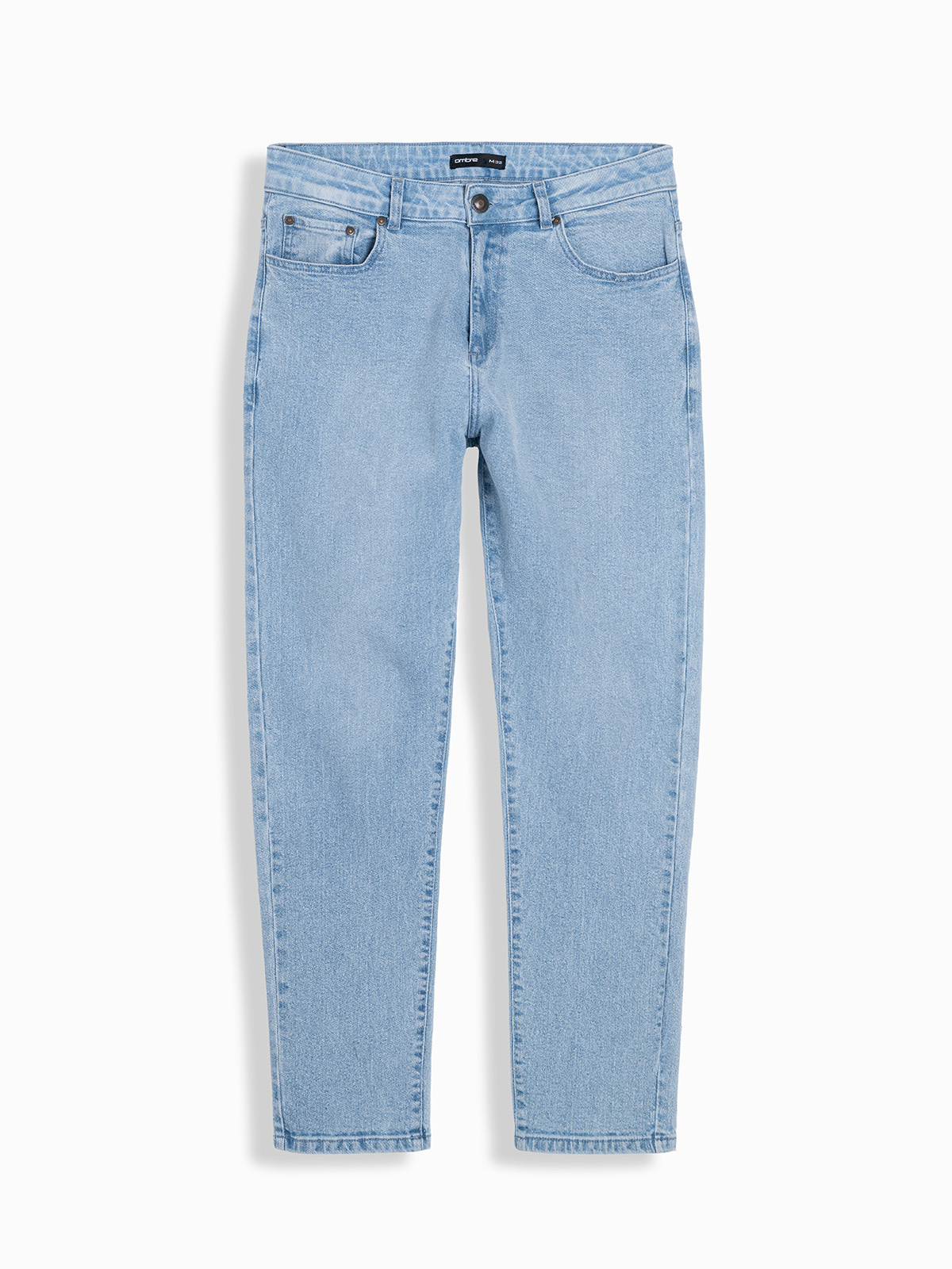 Ombre Men&#039;s CARROT FIT denim pants with subtle rubbing - light blue