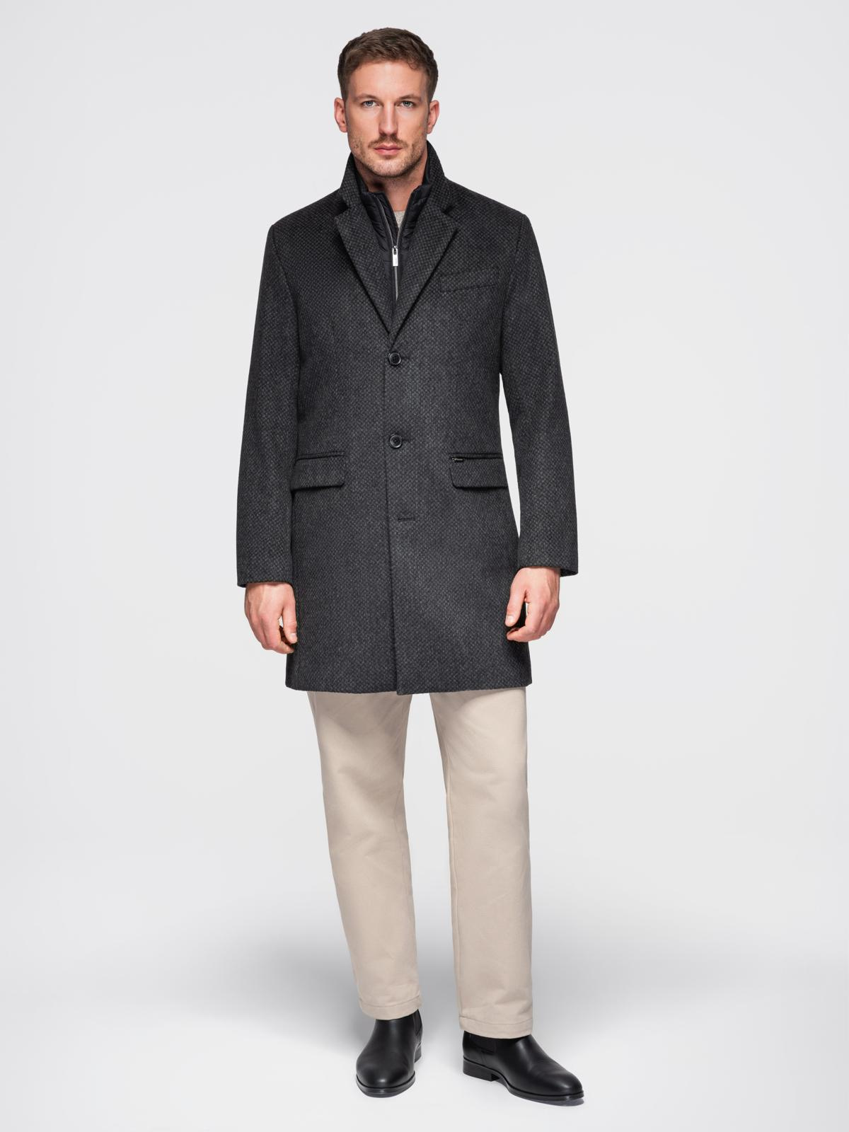 Ombre Unbuttoned men&#039;s wool blend coat - graphite