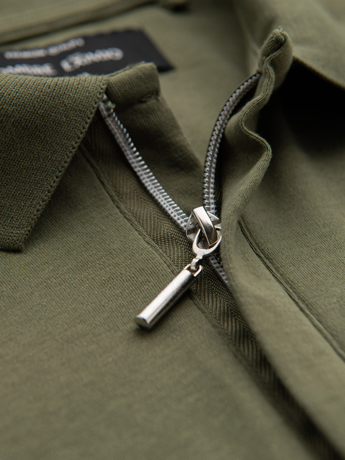 Ombre Men's polo shirt with zip neckline - olive