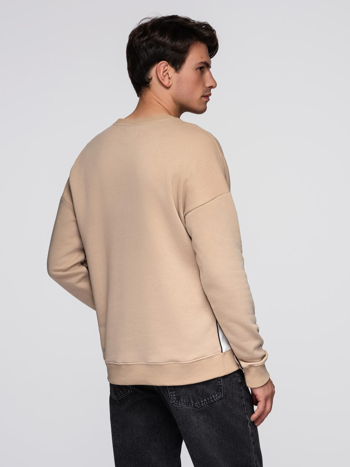 Ombre Men&#039;s OVERSIZE sweatshirt with contrasting color combination - beige