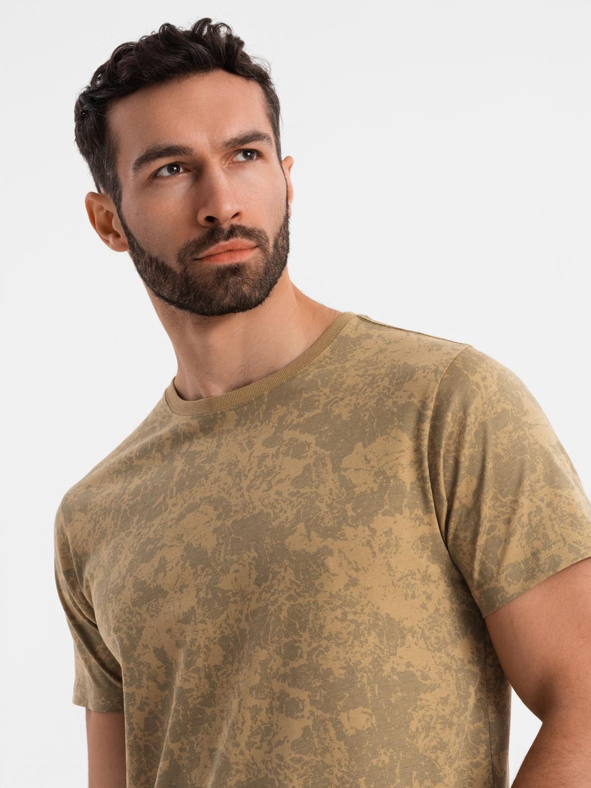 Ombre Men's patterned cotton short-sleeved T-shirt - olive