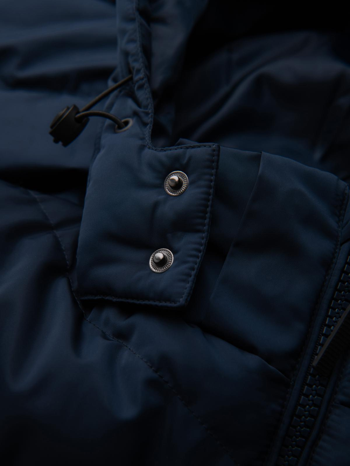 Ombre Men&#039;s jacket with asymmetrical quilting and hood - navy blue