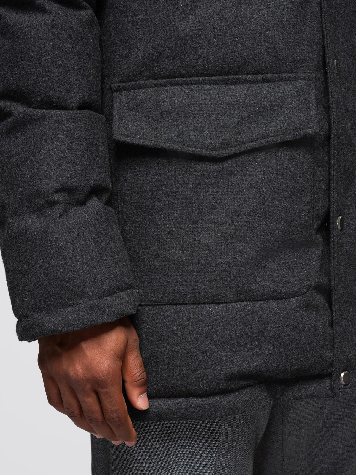 Ombre Men&#039;s long warm parka jacket with wool - black melange