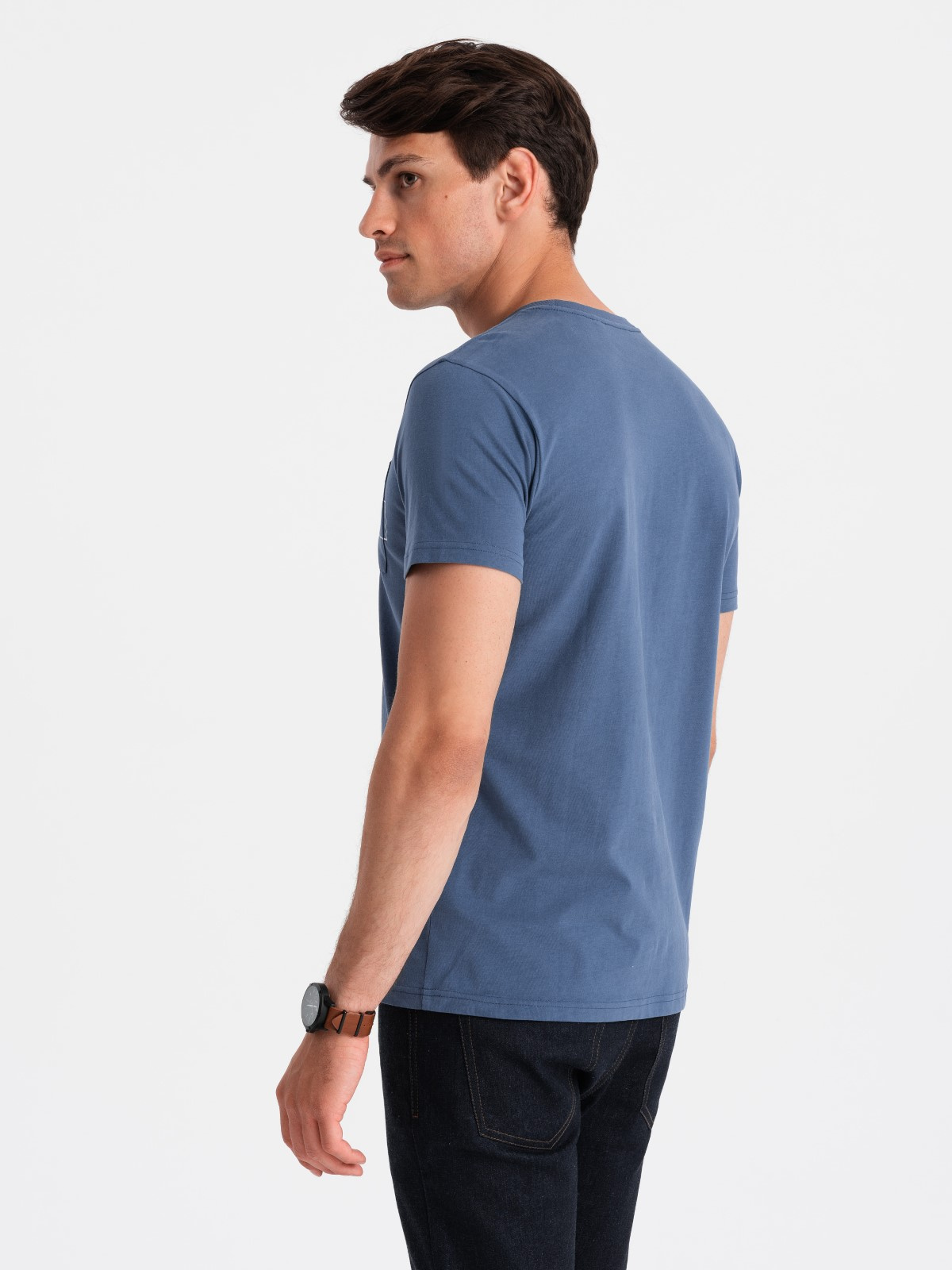 Ombre Streetstyle men's cotton pocket print t-shirt - indigo