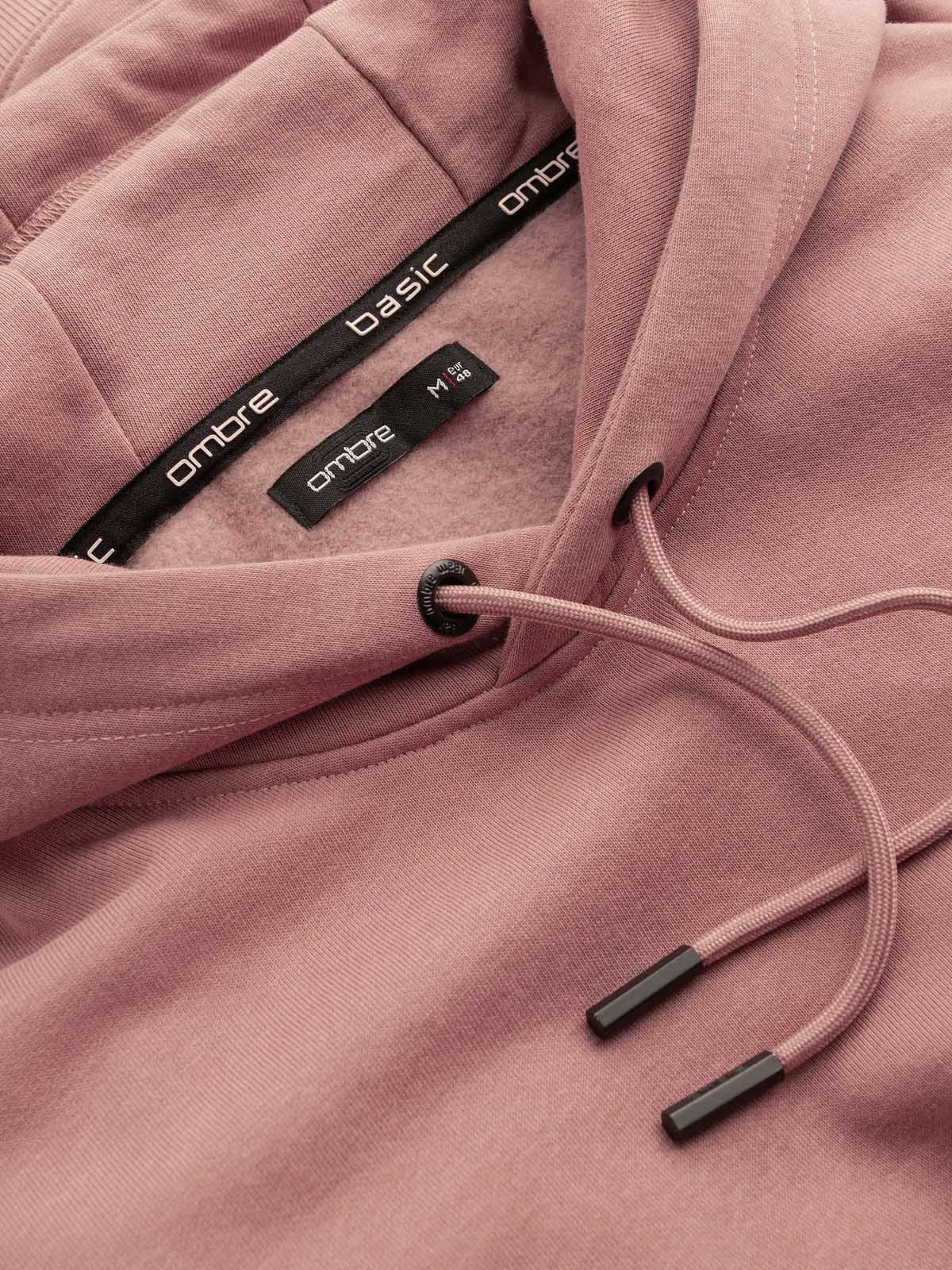 Ombre Men's BASIC cotton sweatshirt kangaroo hoodie - dark pink