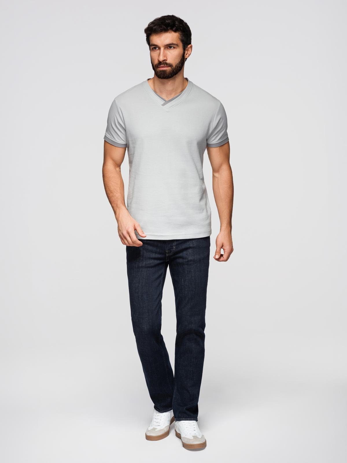 Ombre Men's T-shirt with contrasting inserts and crew neckline - light grey