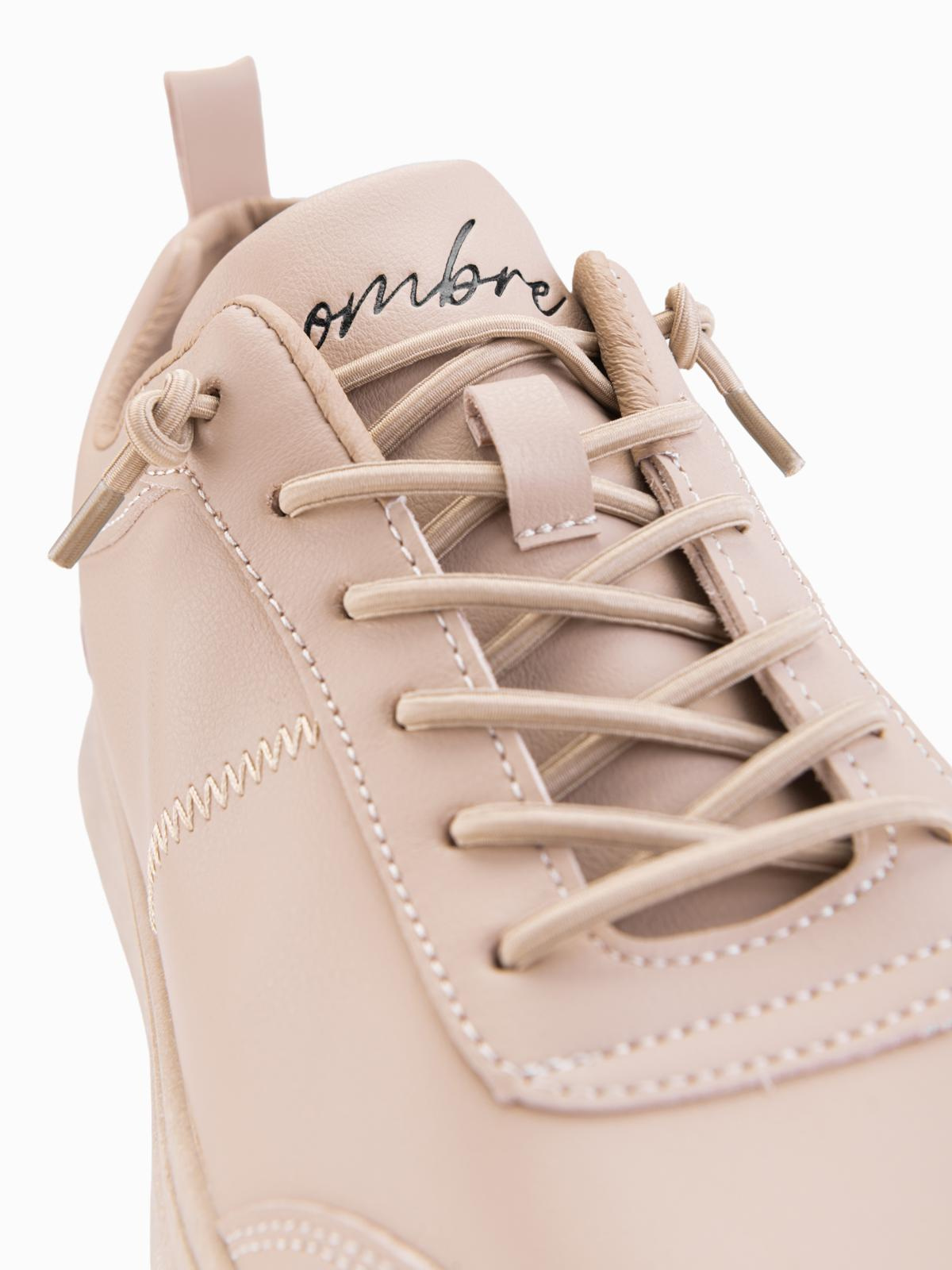 Ombre Men&#039;s monochromatic sports style shoes with stitching - beige