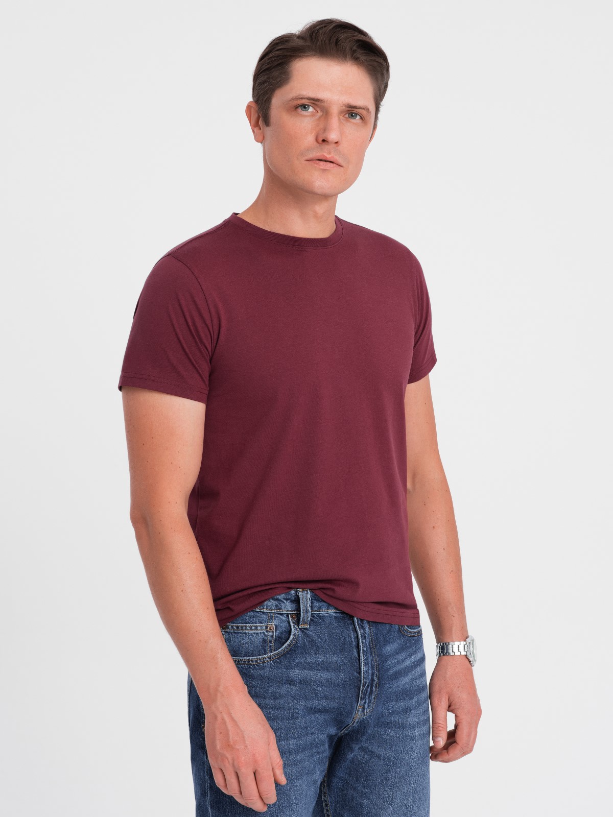 Ombre Men's classic cotton BASIC T-shirt - maroon