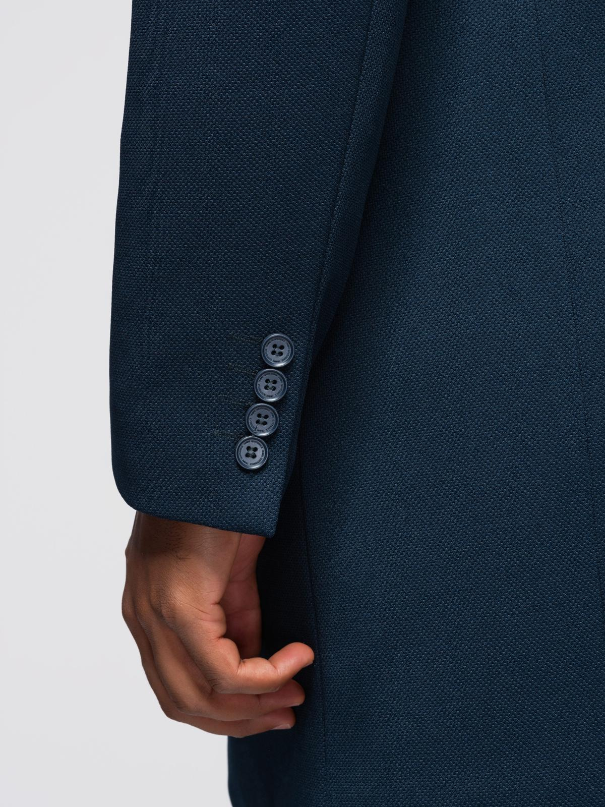 Ombre Men&#039;s tailored structured coat with high collar - navy blue