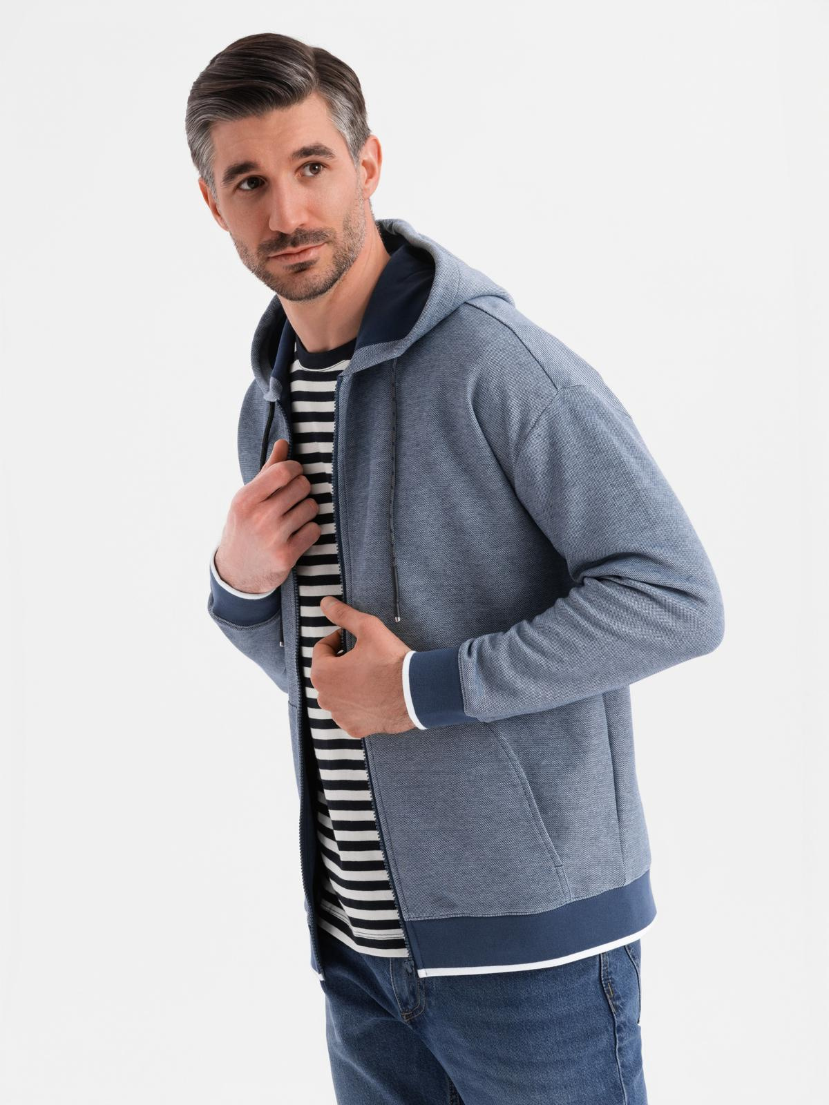 Ombre Men&#039;s soft-textured hooded sweatshirt - navy blue