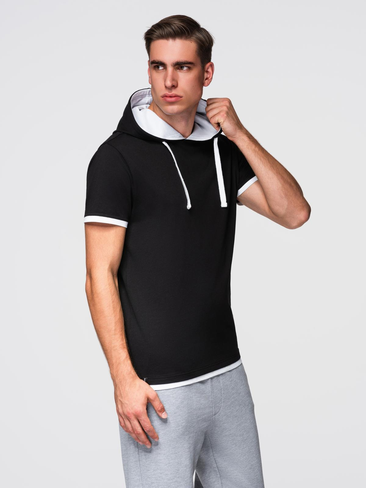 Ombre Men's cotton hooded t-shirt - black