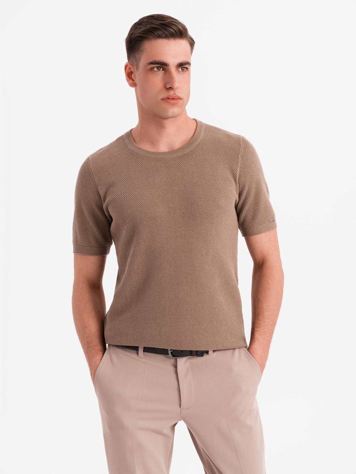 Ombre Men's fine-textured knit shirt - light brown