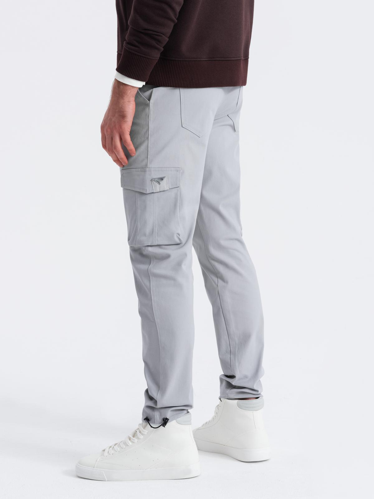 Ombre Men&#039;s STRAIGHT LEG cargo pants with triangle pocket pin - gray