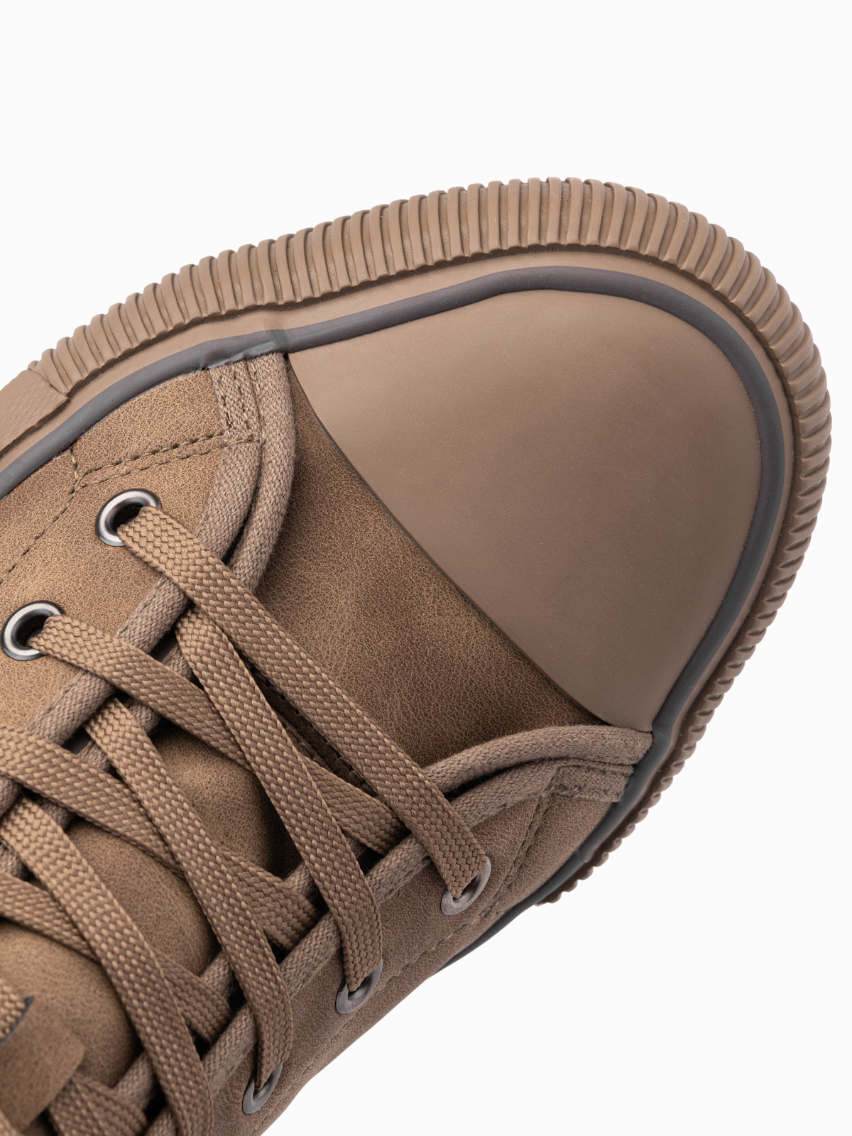 Ombre Men&#039;s high-top sneakers with decorative piping - brown