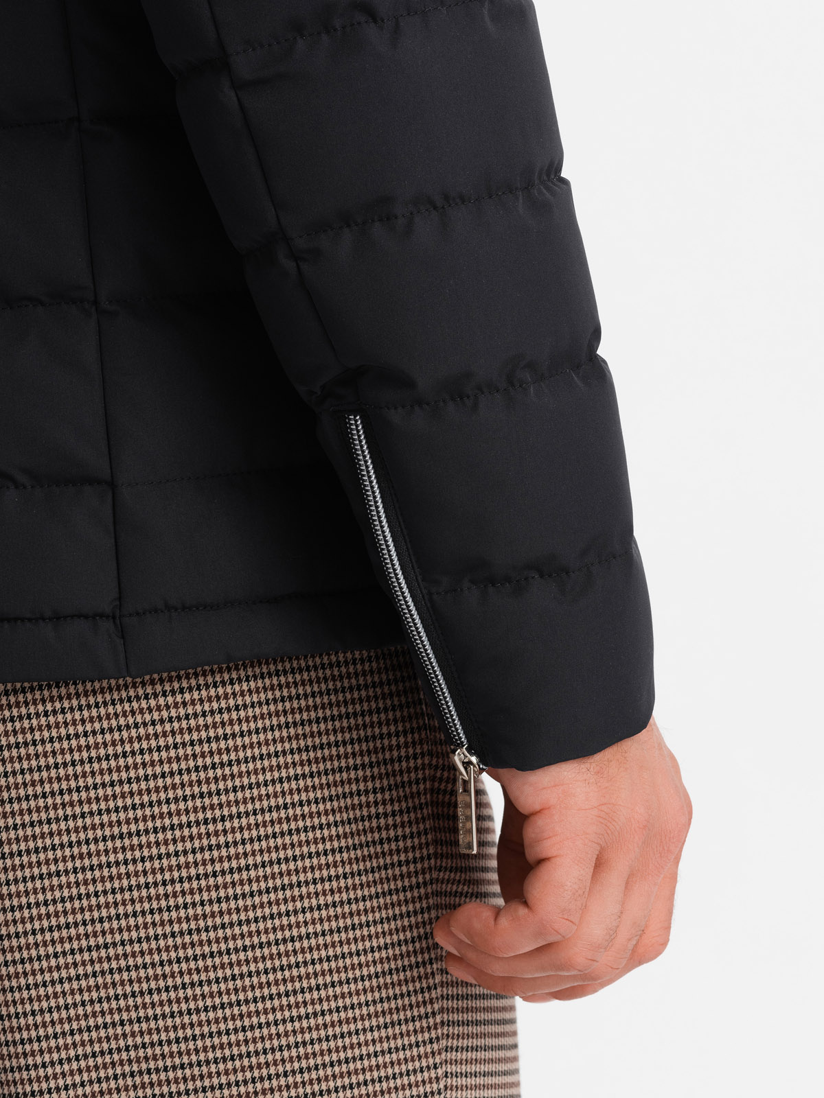 Ombre Men&#039;s quilted jacket with jacket cut - black