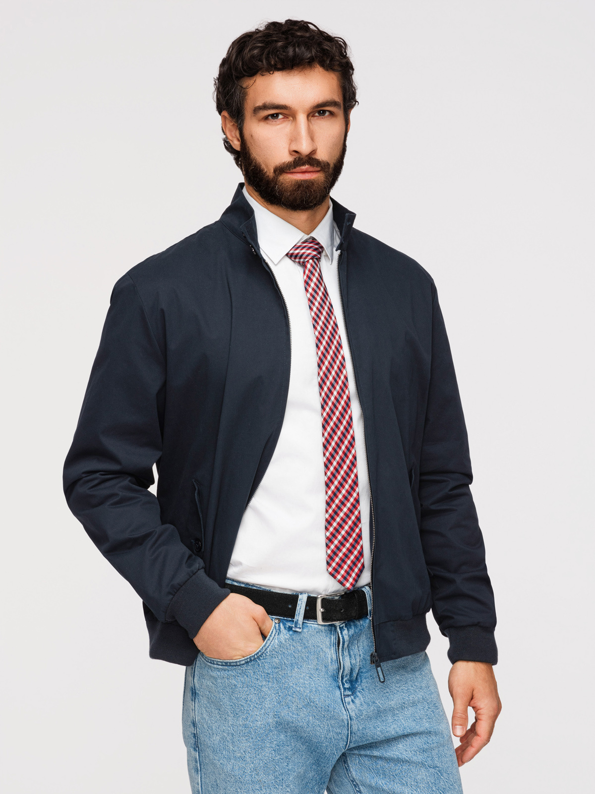 Levně Pánská bunda Ombre Harrington - námořnická modrá