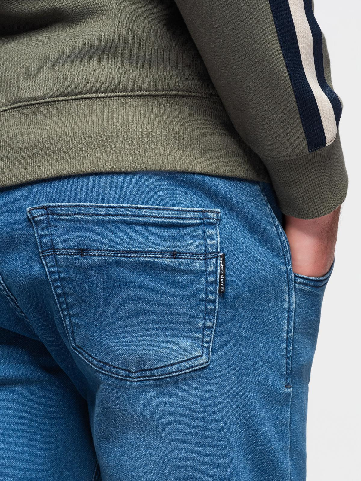 Ombre pánske denim jogger nohavice s pásom na šnúrku - modré