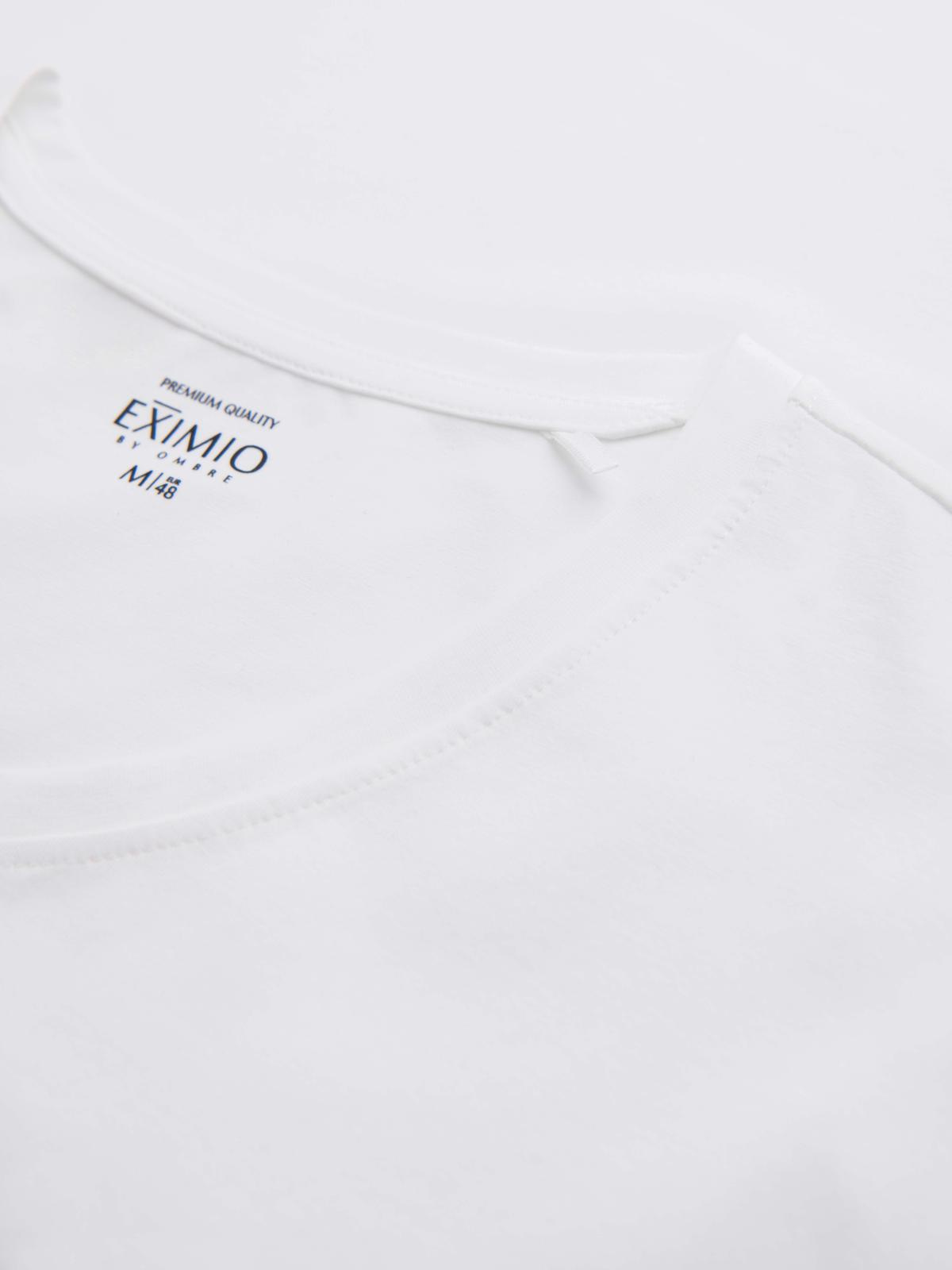 Ombre Men's V-neck SLIM FIT longsleeve with elastane and print - white