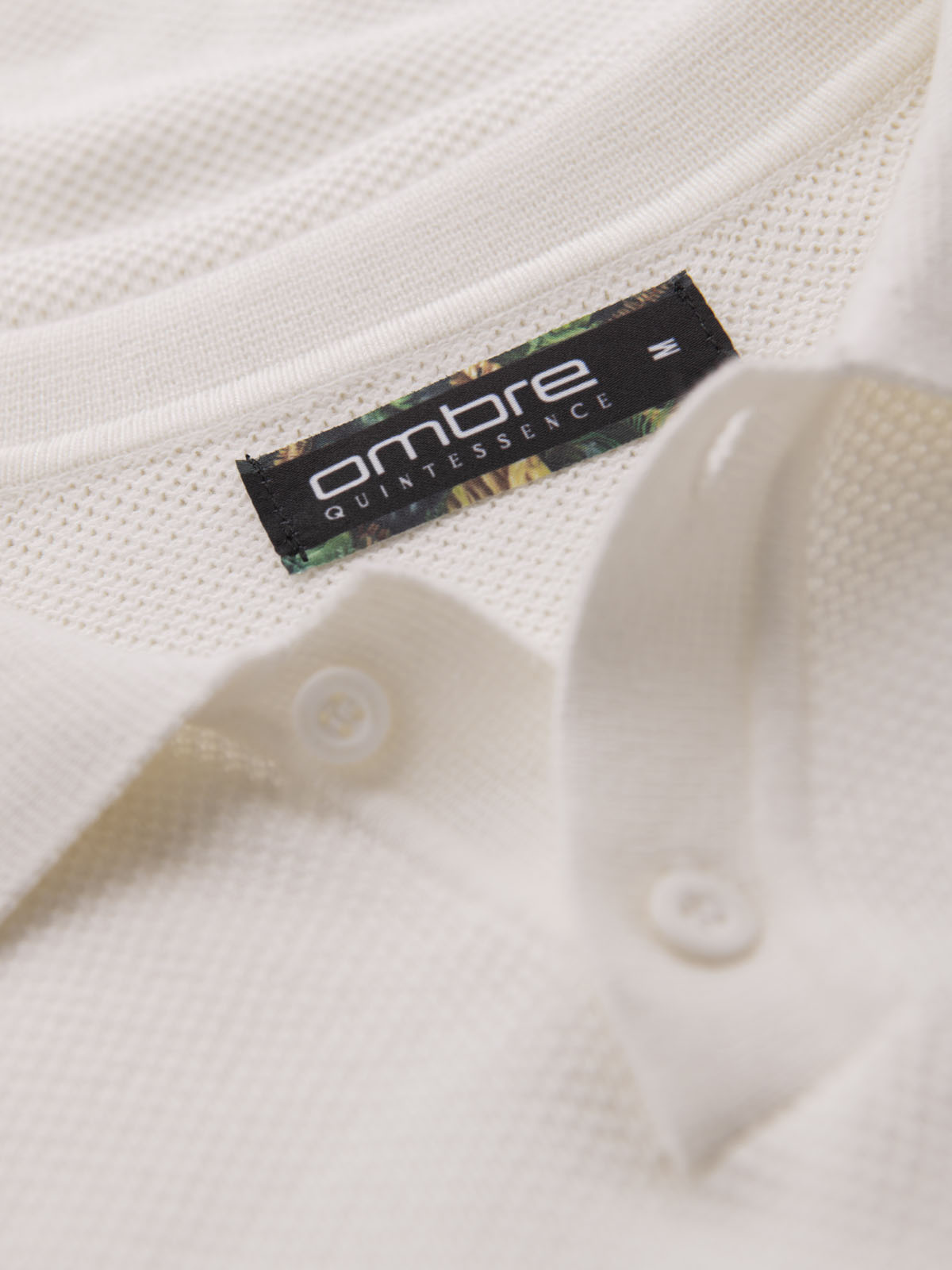 Ombre Men's cotton structured knit polo shirt - broken white