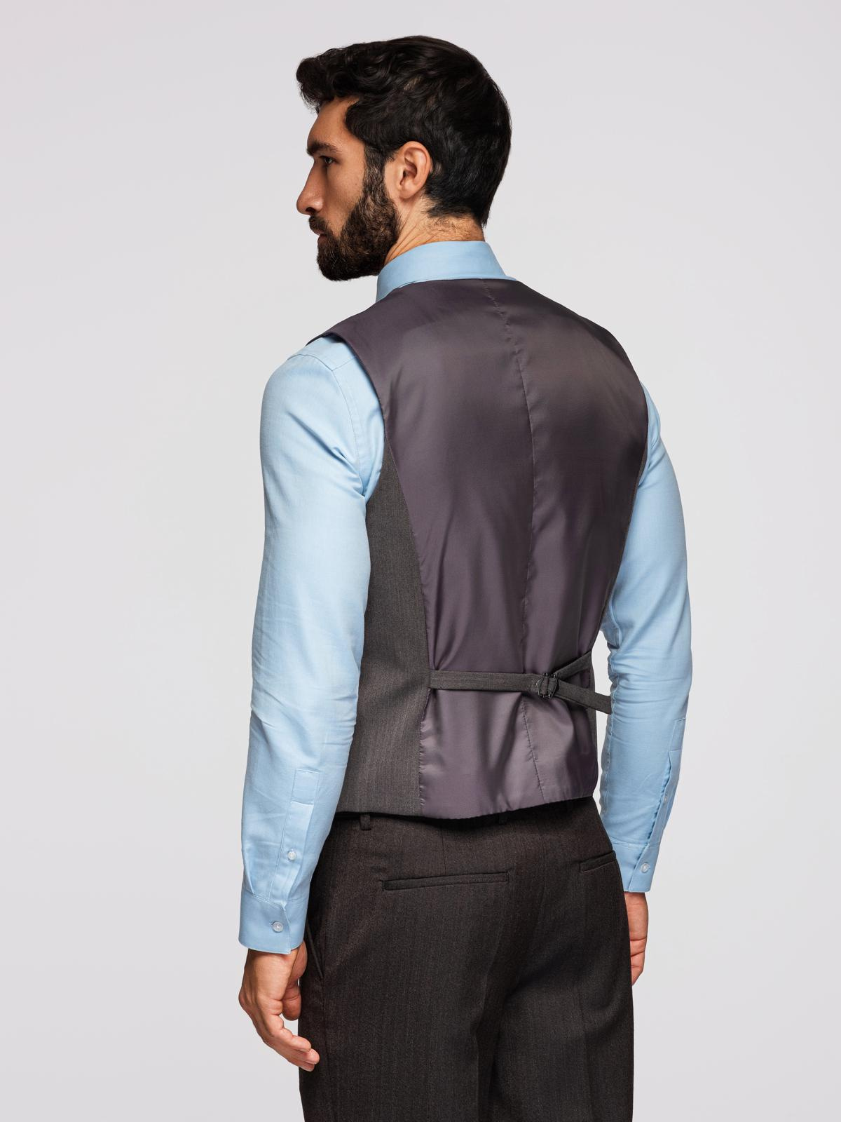 Ombre Men's elegant SLIM FIT herringbone vest - graphite