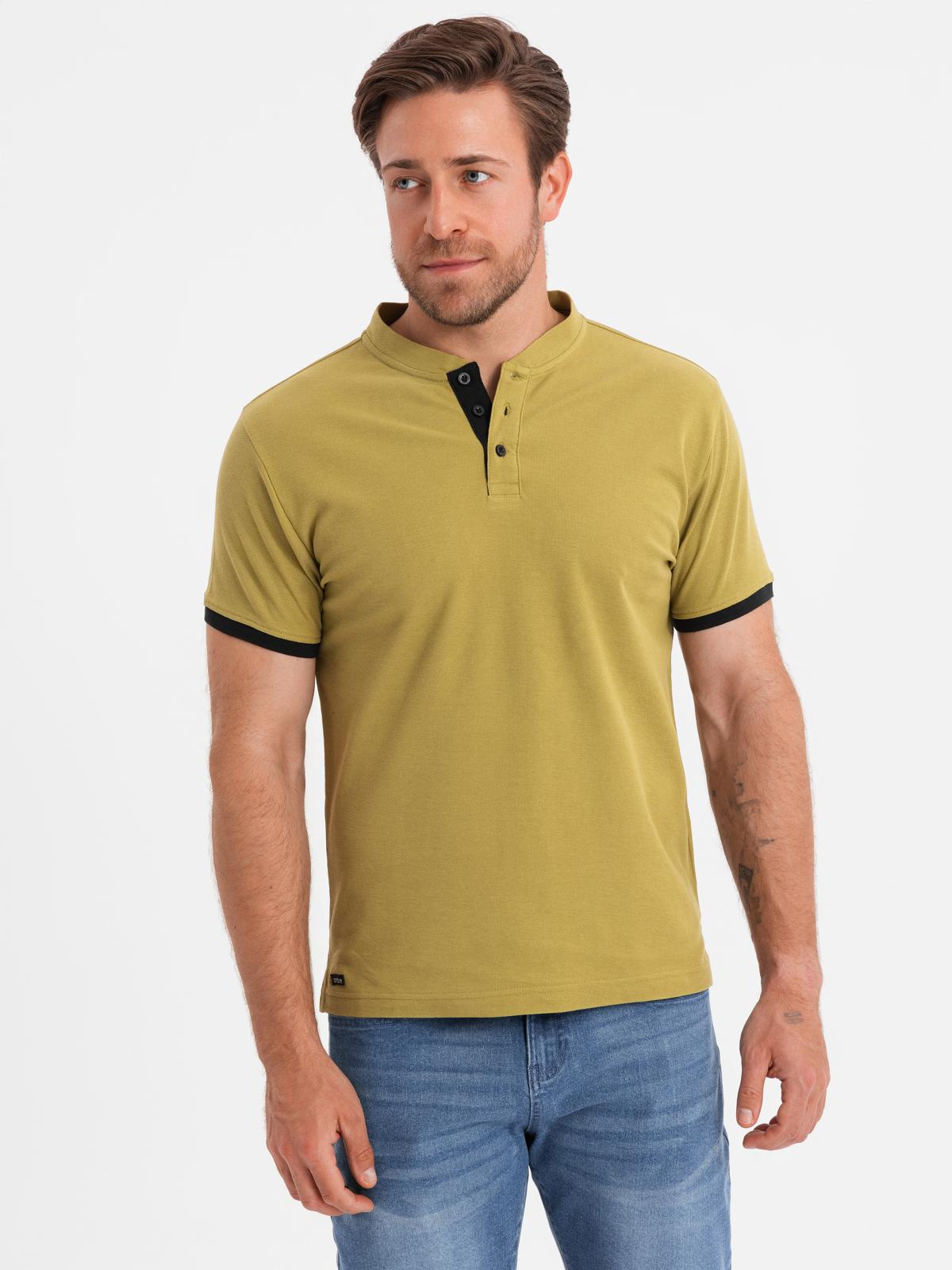 Ombre pánske tričko s henley výstrihom