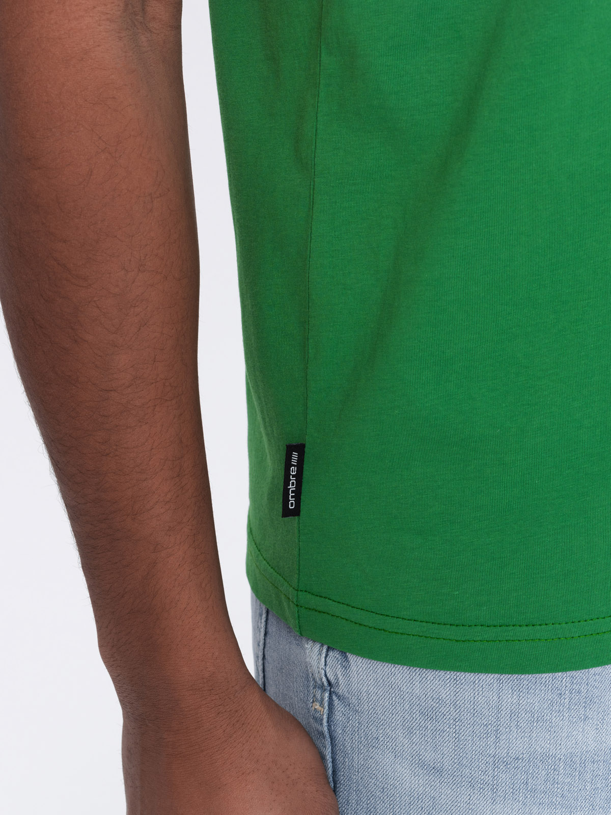 Ombre BASIC men's classic cotton T-shirt - green