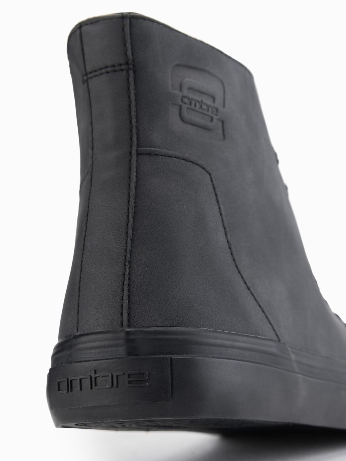 Ombre Men's high-top sneakers with matte texture and embossed logo - black