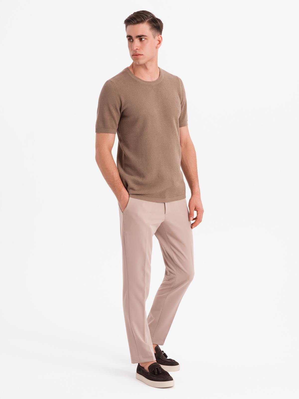 Ombre Men's fine-textured knit shirt - light brown