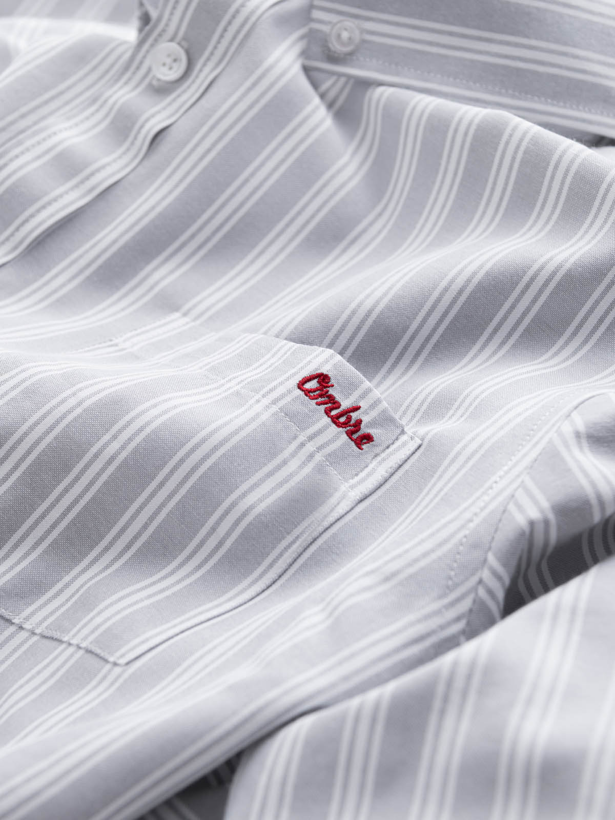 Ombre Men&#039;s REGULAR FIT shirt in white stripes with pocket - grey