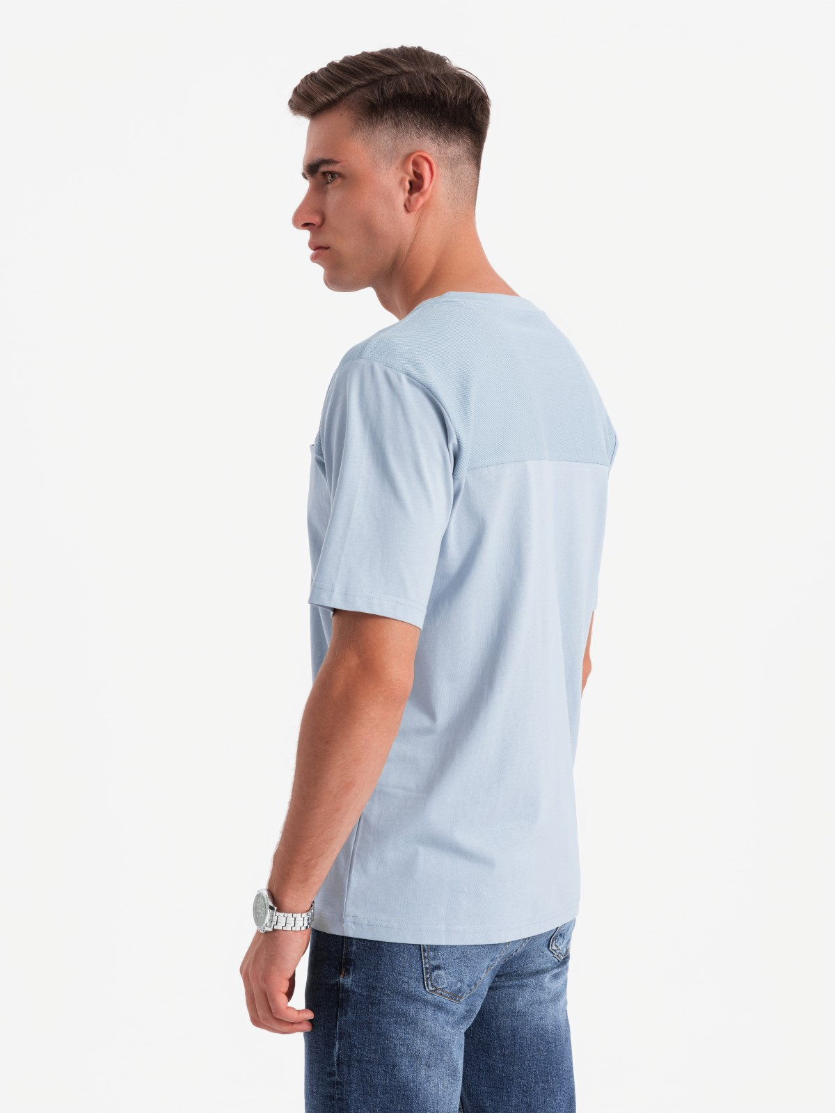 Ombre Men's LOOSE FIT t-shirt with pocket - blue
