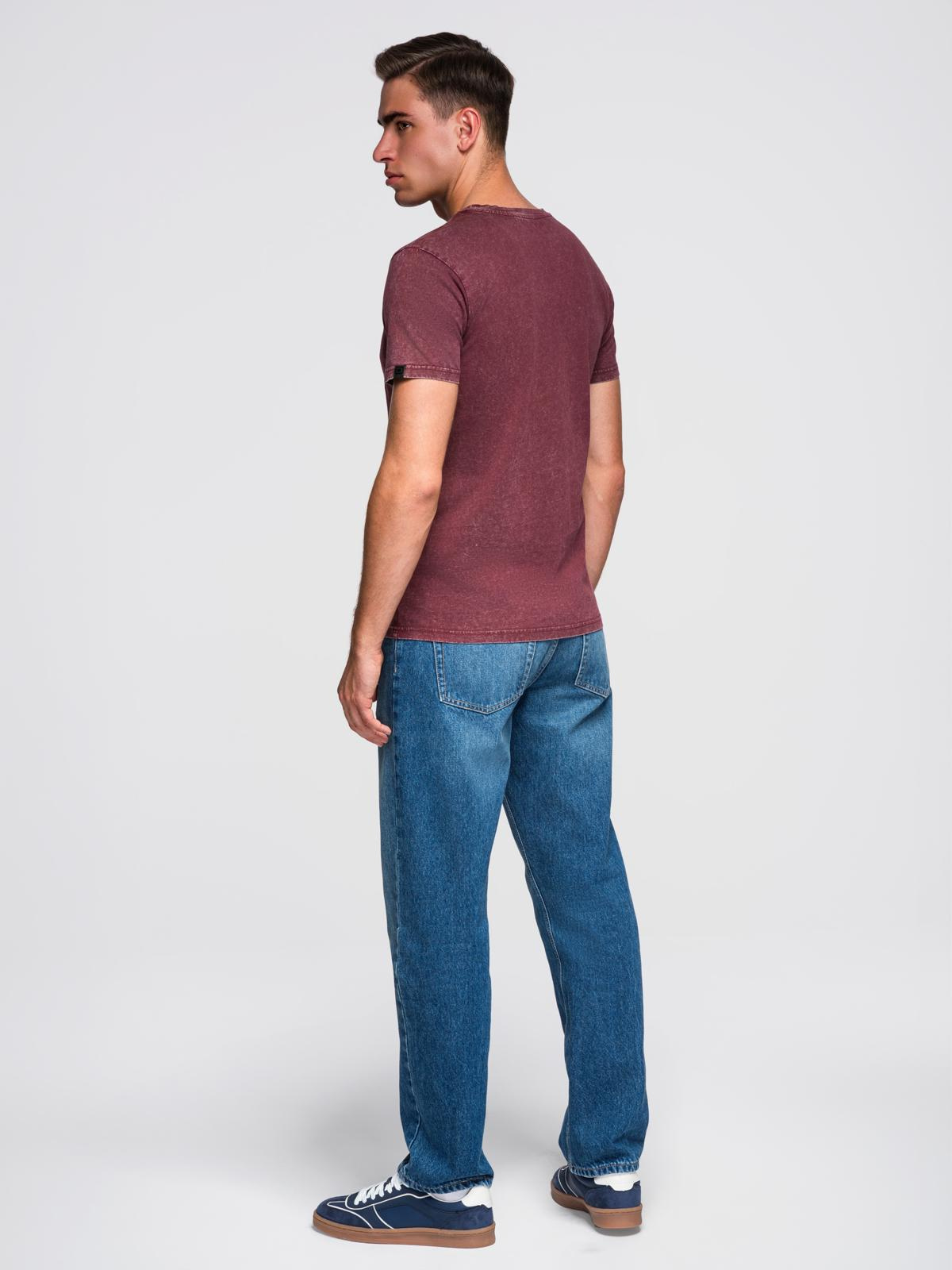 Ombre Men's T-shirt with wash effect - burgundy