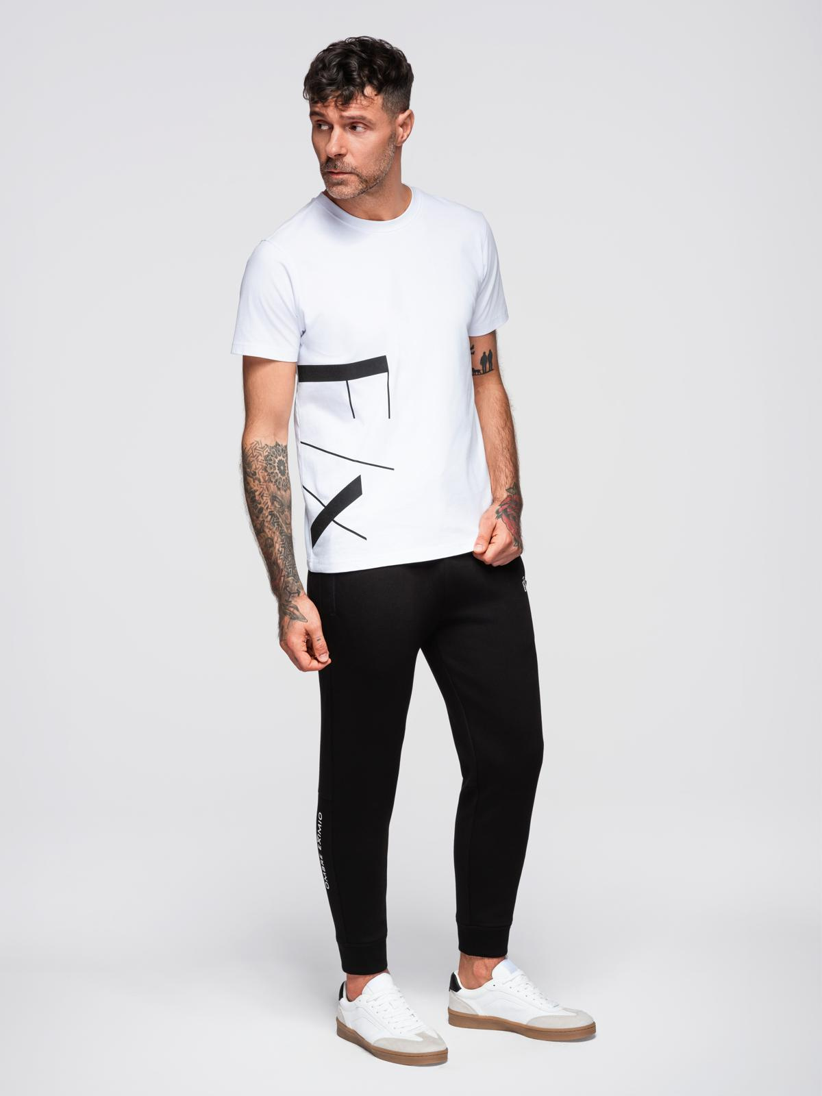 Pantaloni de trening bărbătești cu model ombre și nervuri