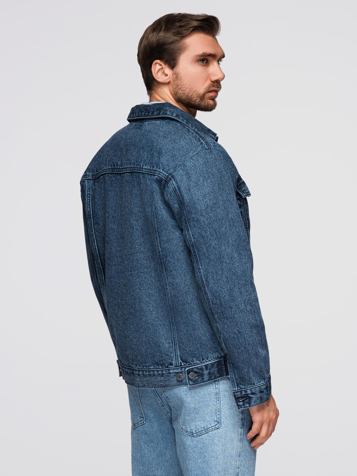 Ombre Men&#039;s denim katana jacket with washem - blue