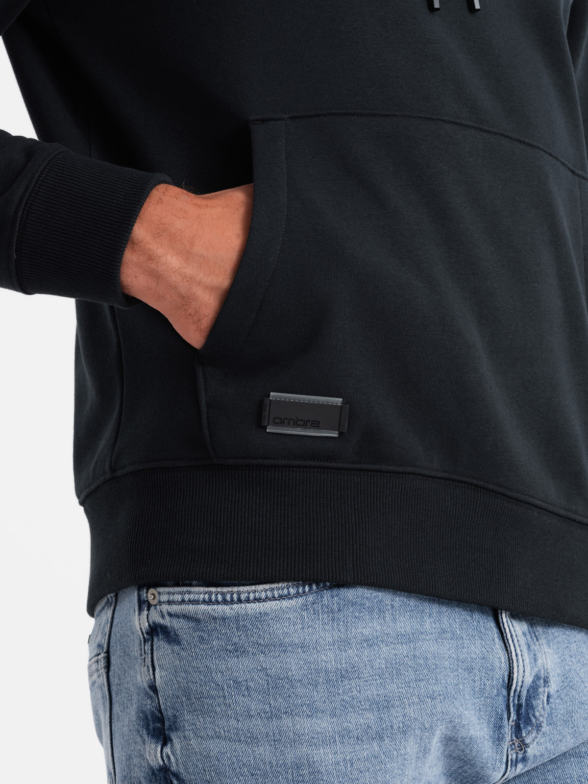 Ombre Men&#039;s BASIC cotton kangaroo hooded sweatshirt - black
