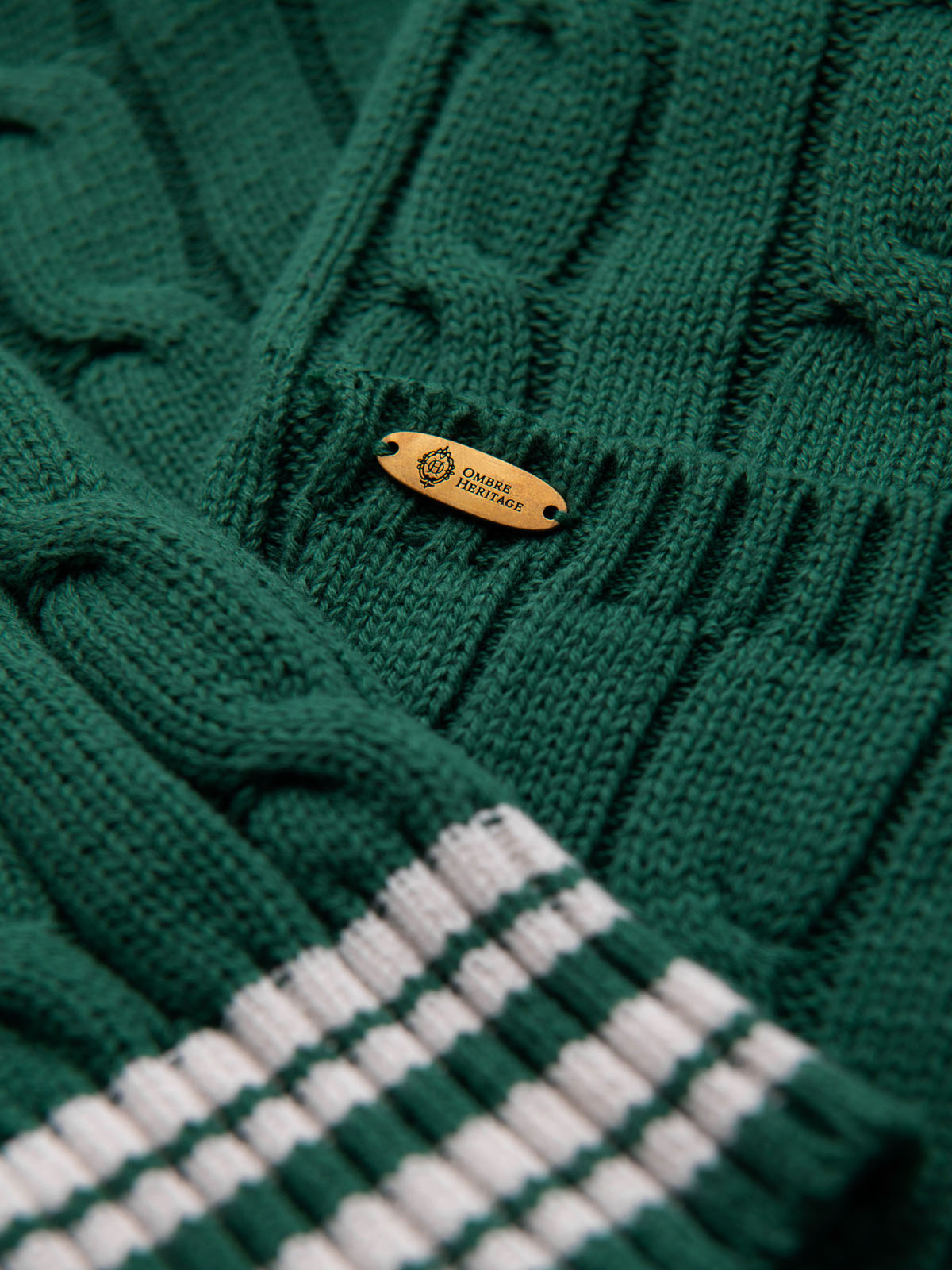 Ombre Men's cardigan sweater with shawl collar in preppy style - green