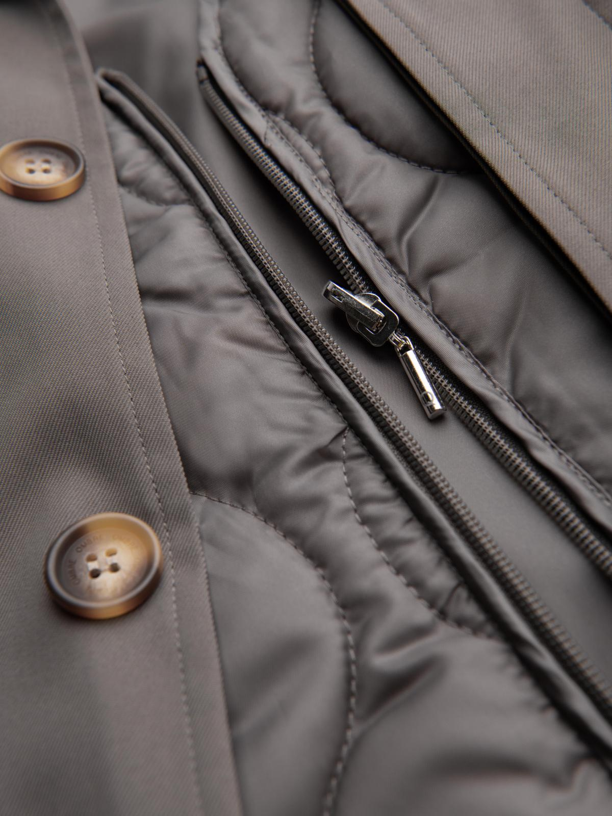 Ombre Men&#039;s minimalist coat with detachable vest - ash