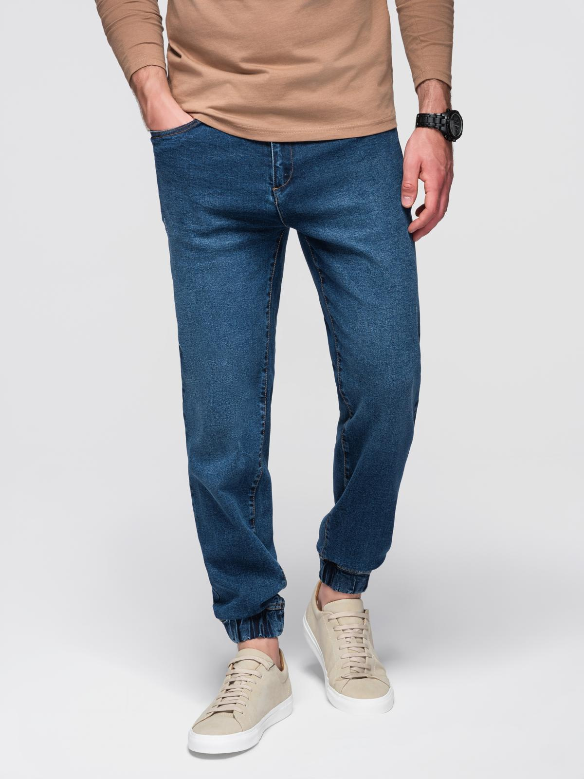 Ombre Men&#039;s denim JOGGERS pants with classic bandage - blue