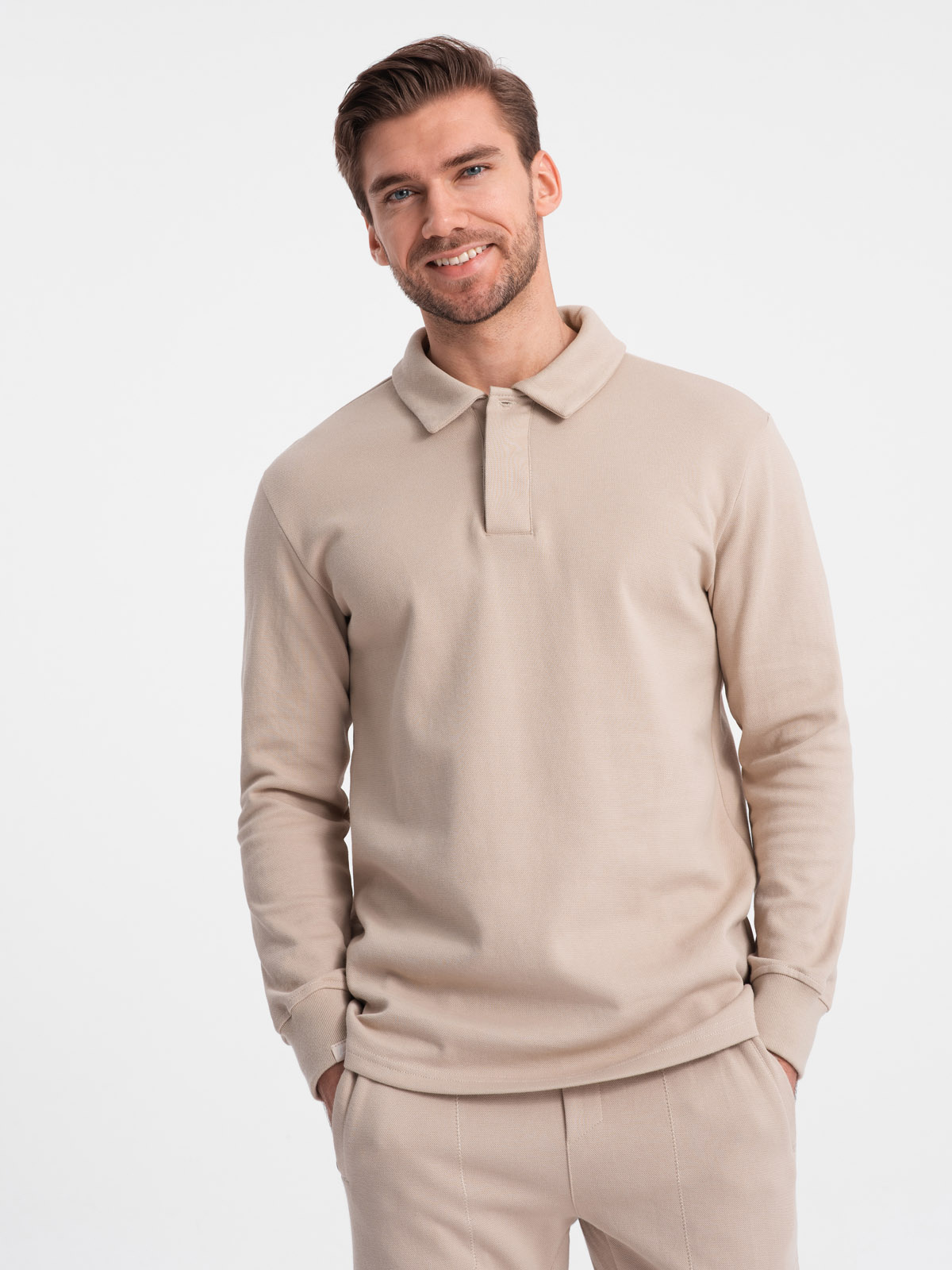 Ombre Men's tracksuit set sweatshirt with polo collar + pants