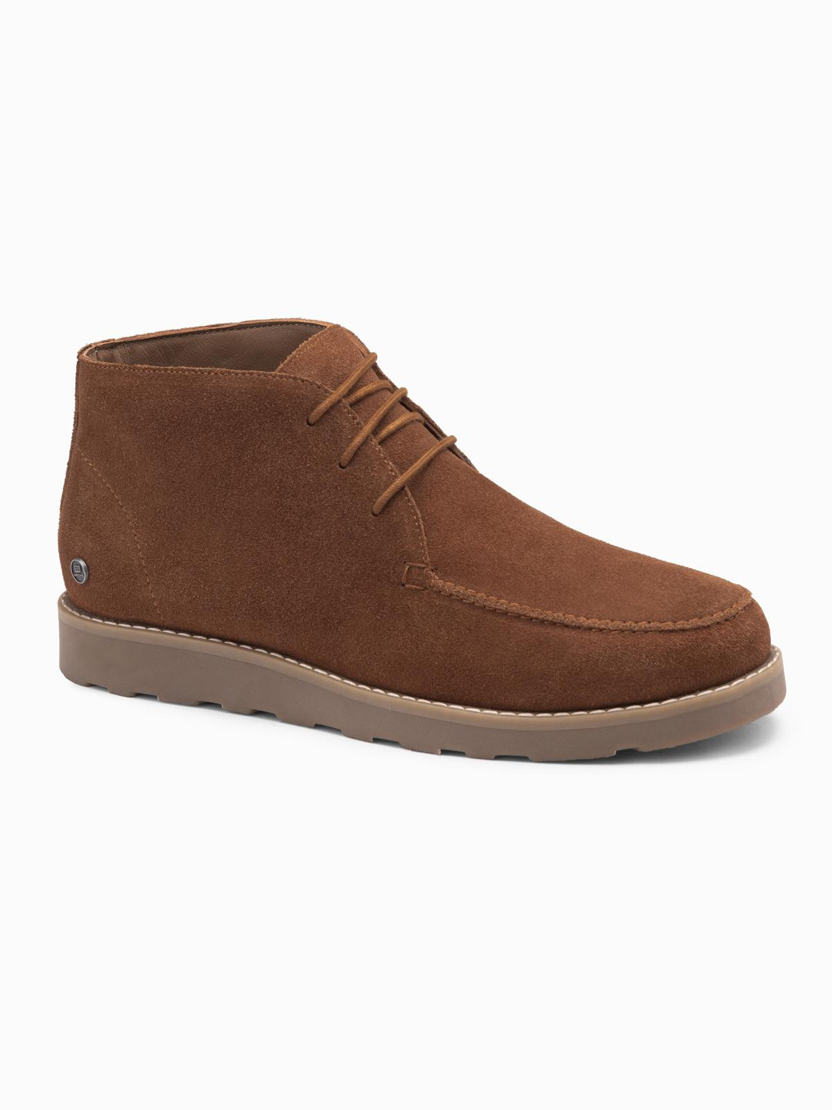 Ombre Men&#039;s suede ankle boots with thick sole - brown