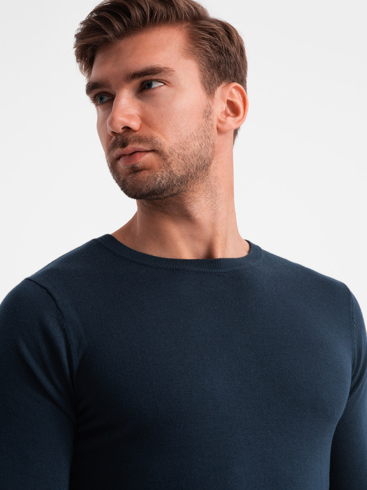 Ombre Classic men&#039;s sweater with round neckline - navy blue