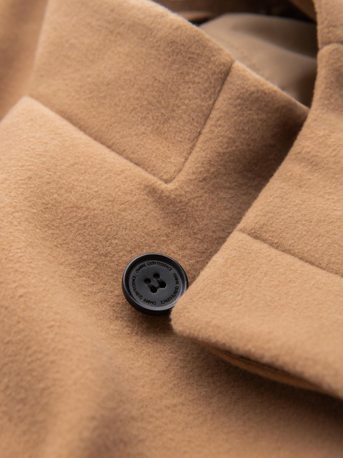 Ombre Men's coat with asymmetrical fastening and high collar - light brown
