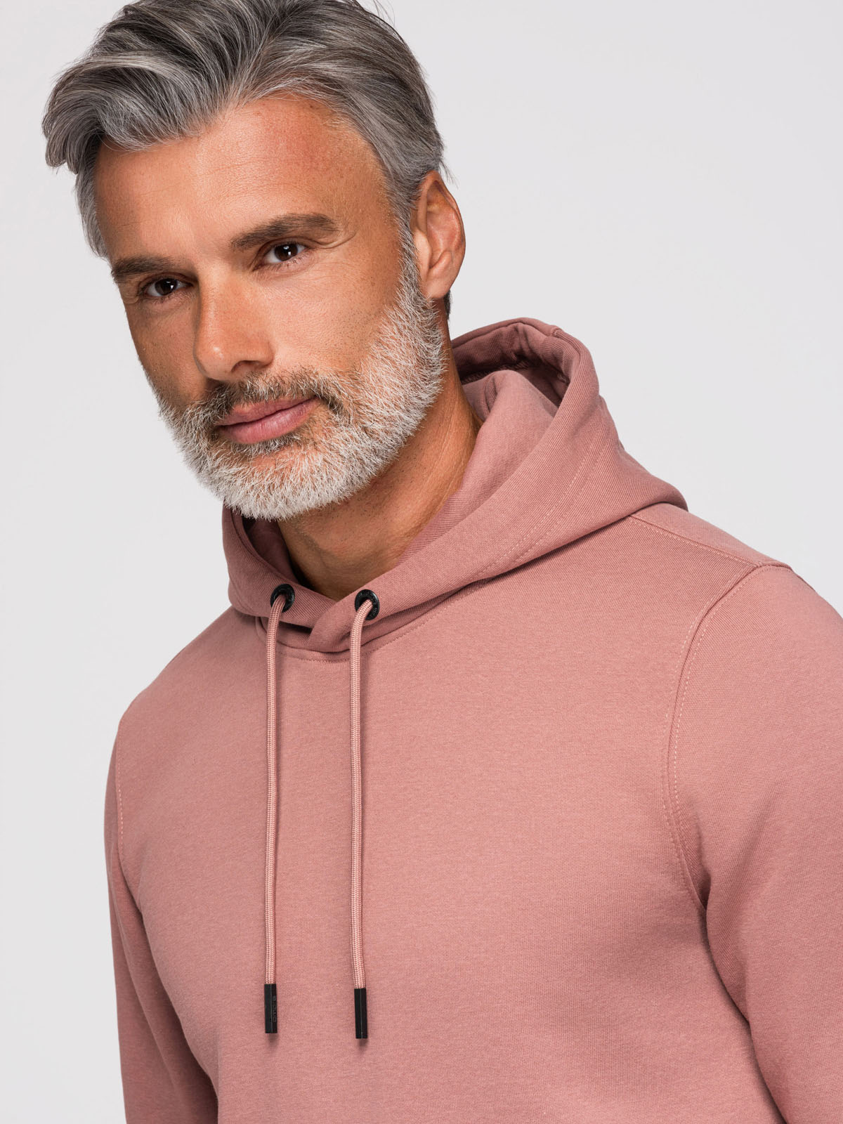 Ombre Men's BASIC cotton sweatshirt kangaroo hoodie - dark pink